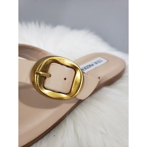NEW WITHOUT BOX 6.5 Steve Madden Women's Rays Flip-Flop Tan Taupe Cream Gold - Picture 3 of 6